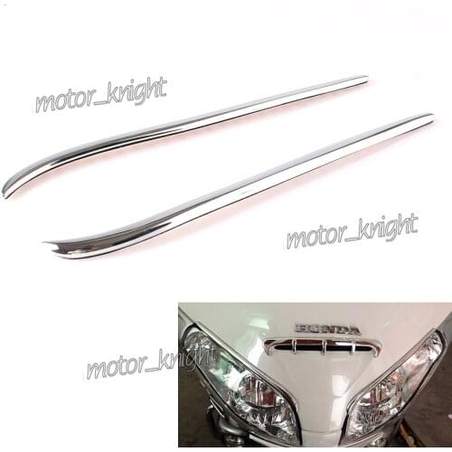 New Left Right Goldwing Chrome ABS Front Fairing Headlight Eyebrows Trim Fit Honda GL1800 2001-2011 02 03 04 05 06 07 08 09 10