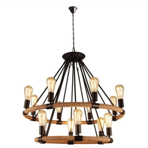 Retro hemp rope Pendant Lights For living Room Light industrial wind bar restaurant clothing store Hanging lamp Light Fixtures