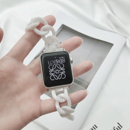 Resin Strap Transparent for Apple Watch Series 6 Band 40mm 44mm Bracelet for Apple Watch 5 4 3 Band 38mm 42mm Cowboy Chain Strap
