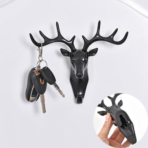 Deer Head Animal Self Adhesive Clothing Display Racks Hook Coat Hanger Cap Room Decor Show Wall Bag Keys Sticky Holder U3