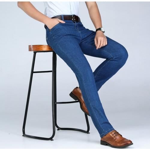 Spring Summer Cotton Jeans Men High Quality Famous Brand Denim Trousers Soft Straight Pants Male Jean large size 40 42 44 46