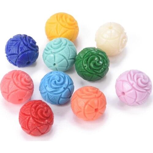 Random Mixed Round 6mm 8mm 10mm 12mm Artificial Coral Shell Powder Made Loose Beads for DIY Crafts Jewelry Making