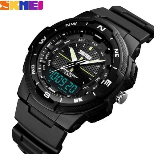 Sport Watches Men Dual Display LED Digital Waterproof Quartz Military Watch Man Clock erkek kol saati relogio masculino SKMEI