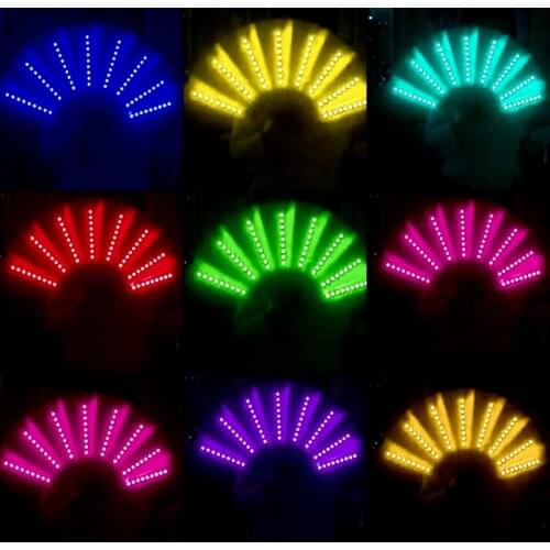 Ruoru LED Fan Stage Performance Show Light Up Fan Birthday Party Gift Led Glowing Fans Wedding Night Bar Club Light Costume