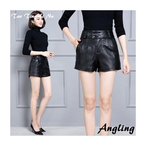 Top brand New 2020 Women Real Genuine Sheep Leather Shorts KS75 high quality