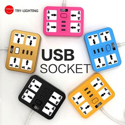 Hot sail Smart Socket power ac 110V-240V Power Strip 10A Universal Outlets 3 USB Charger Ports 180CM Extension Socket Plug