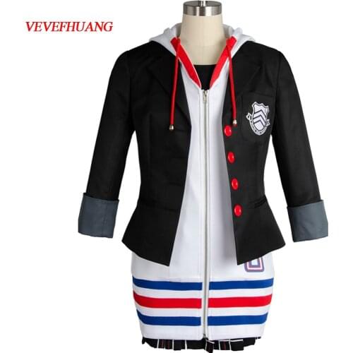 VEVEFHUANG Ann Takamaki Cosplay Persona 5 Cosplay Anne Costume Full Set Uniform Jacket Shirt Skirt Stockings Vest party Hallowee