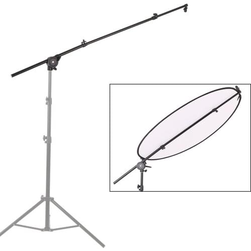 Extendable Photo Studio Photography Reflector Diffuser Holder Stand Boom Arm Support withClip Flexible Swivel Grip Head Clamp