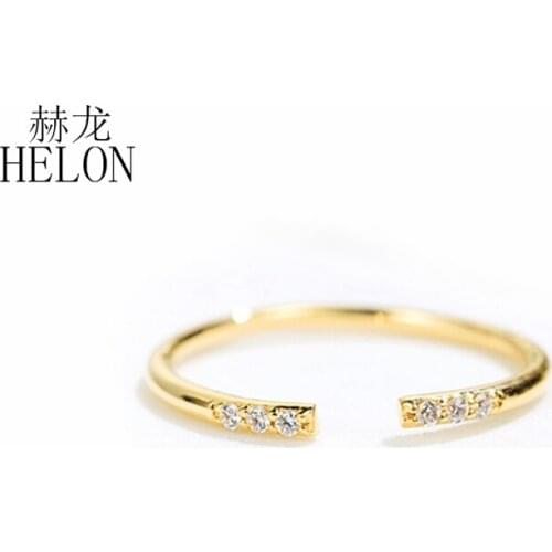 HELON Natural Diamond Ring Solid 14K Rose Gold Certified Round 0.05ct SI/H Diamond Women Wedding Classic Party Fine Jewelry Ring