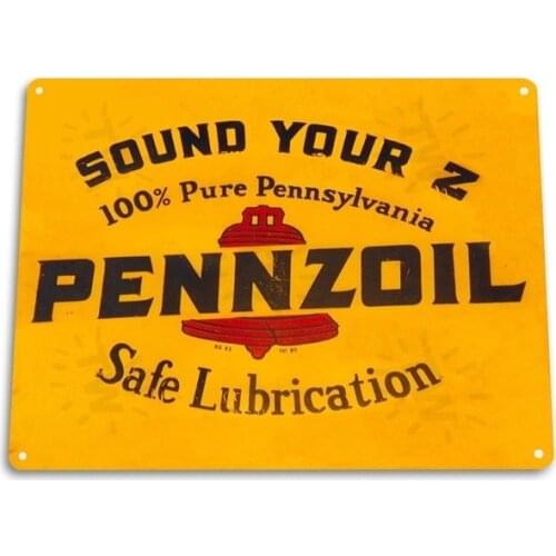 TIN-SIGN Pennzoil Safe Lubrication Oil Gas Lube Custom Metal Tin Signs