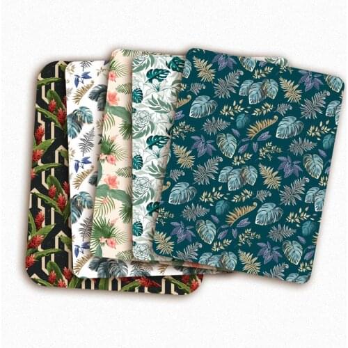 Polyester Cotton Fabrics for Sewing Dress Designer Fabrics Red Floral Green Leaves Printed Cloth DIY Craft Supplies 45*145cm 1pc