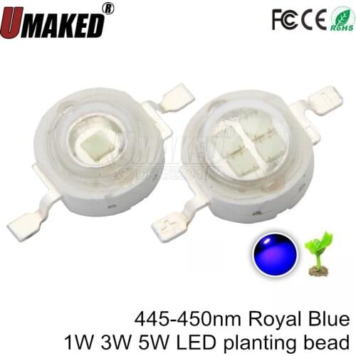 1W 3W 5W high power led Lamp Bead plant grow light Bulb, Royal blue 445-450nm Chip, led lighting source for grow plant