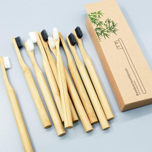 10Pcs Bamboo Charcoal Toothbrush Natural Eco Friendly Products Vegan Zero Waste Soft Brush Toothbrushes Oral Cleaning Care Tools