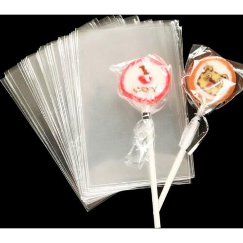 100pcs Transparent Opp Plastic Bags for Candy Lollipop Cookie Packaging Cellophane Bag Wedding Party Open Top Small Gift Bags