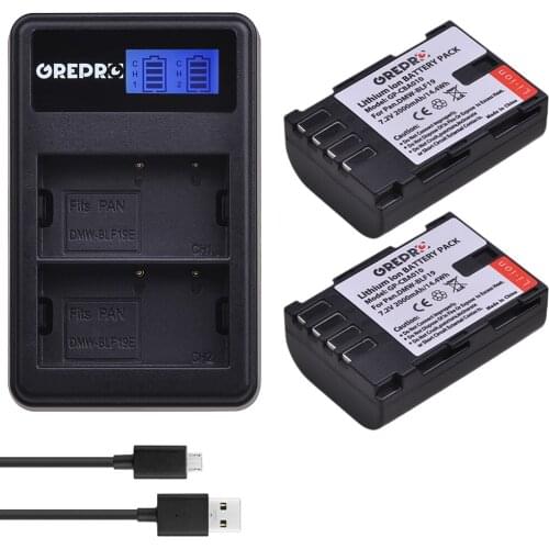 2X 2000mAh DMW-BLF19E DMW-BLF19 Battery DMW BLF19 BLF19 BLF19E + LCD Dual USB Charger for Panasonic Lumix GH3 GH4 GH5 Cameras