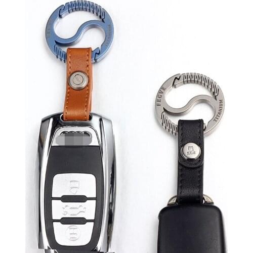 High-Grade Leather Keychain High-Quality Titanium Mens Waist Hanging Two Ends Opening And Closing Car Key Chain Key Ring