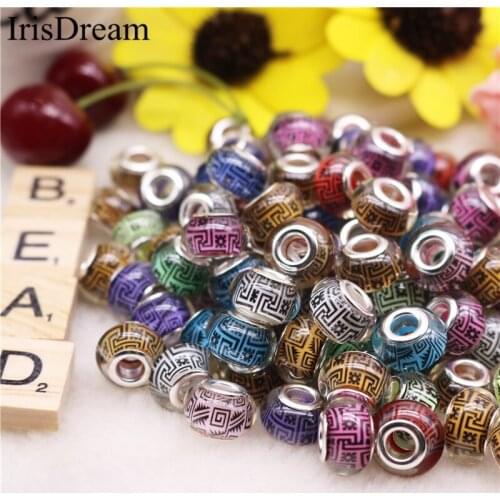 10Pcs/Lot Mixed Color Big Hole Transparent Crystal Glass Murano Beads Charms Fit Pandora Bracelet For DIY Jewelry Making