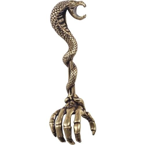Solid Brass Snake Hand Finger Joint Ring Fashion Cigarette Stand Holder Clip