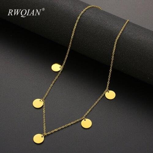 Personalized Custom Initials Necklace Five Planchet Pendant Customized Name Necklace For Women Gold Stainless Steel Chain Choker