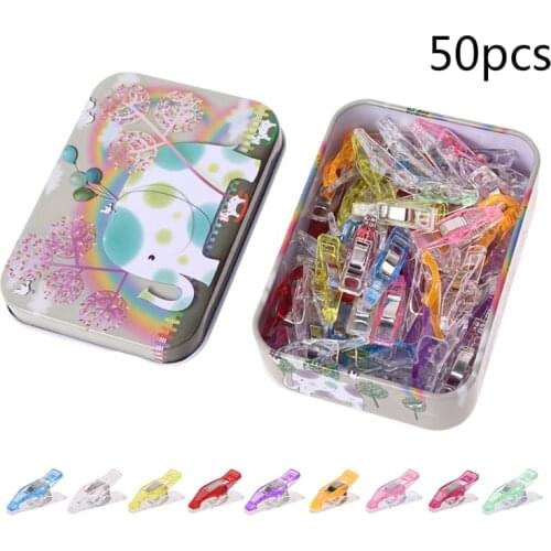 50pcs Multipurpose Sewing Quilting Clips with Box Binding Clamps for Patchwork Crafting Crochet Knitting Accessories