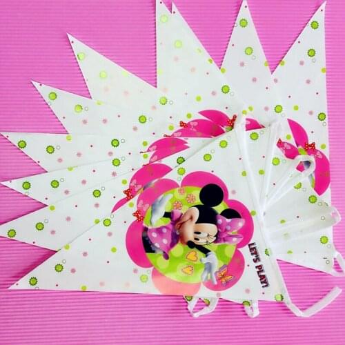 Minnie Mouse Party Supplies Pennant Bunting Birthday Flag Banners Birthday Party Decorations Kids Supplies 10Flags/Pack