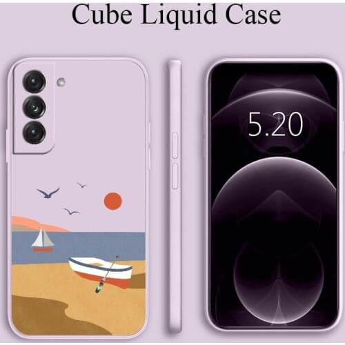 Boat Liquid Silicone Soft Case For Samsung Galaxy S21 S20 FE S10 Note 20 10 Ultra Plus A72 A52 A42 A32 Shockproof Phone Cover