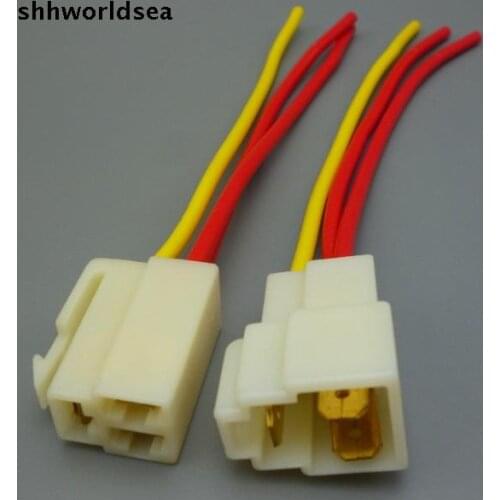 Shhworldsea 5/30/100set 6.3mm connector 3P 3 pin Electrical 6.3 Connector Male Female socket plug for Motorcycle Car