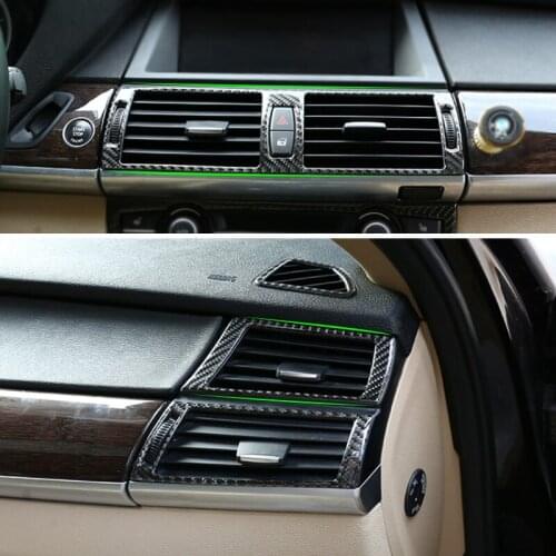Carbon Fiber Center / Side Air Conditioning Outlet Cover Sticker Trim For BMW X5 X6 E70 E71 2008 2009 2010 2011 2012 2013