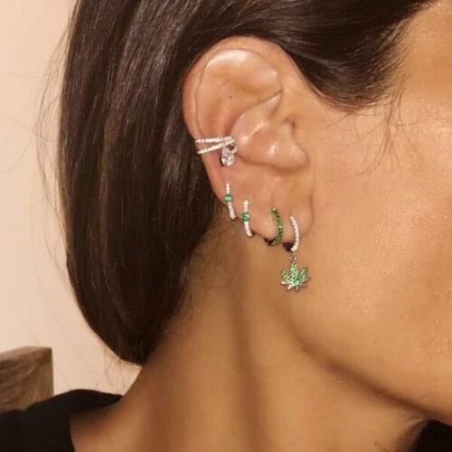 New Trendy Clip Earrings Elegant CZ Silver Color Cuff Earrings For Woman Party Charms Jewelry Gift brincos dainty cz cute earrs