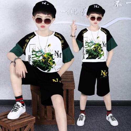 4-14 Years 2021 Summer Boy Clothing Set New Fashion Active Casual T-shirt+ Pant Kid Children Boy Teenager Clothing