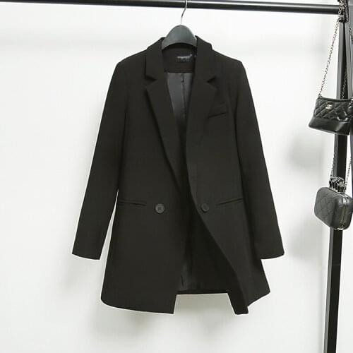 Korean Style Double Breasted Tailored Collar Fashion Blazers Business Women Suits Loose Mid-Length Cotton Spring Summer Jacket