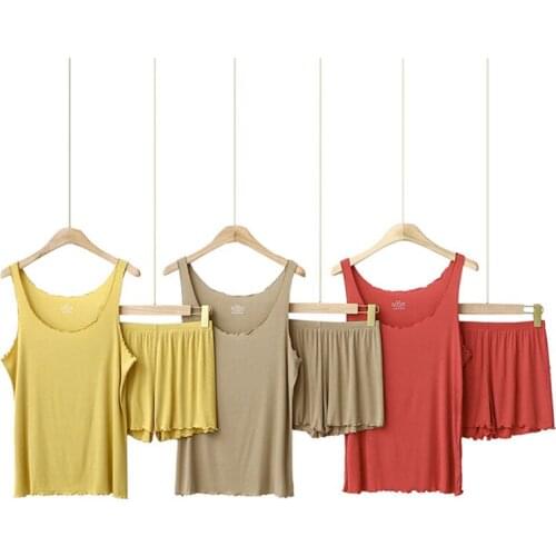 Women Summer New Solid Color Sleeveless Round Neck Pajamas Sets Casual Loose Soft Homewear Ladies Comfortable Sleepwear