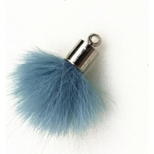 100 pcs/lot Fake Fur Pom Pendant 3 cm Silver & KC Gold Cap Pompon DIY Parts Jewelry Accessories Making Fit Chain Earring Shoes