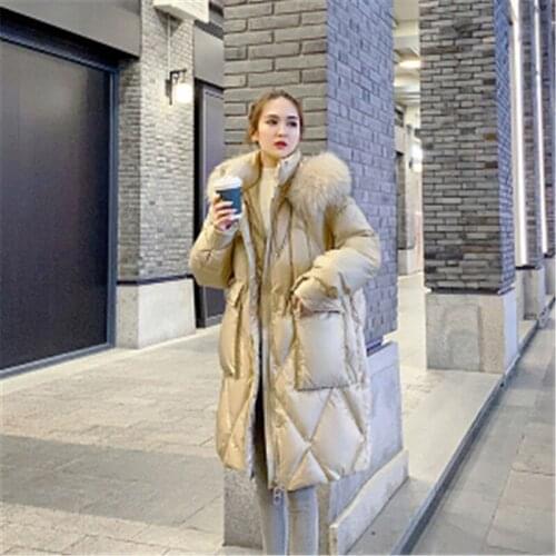 New Winter Womens Down Coats 90% White Duck Down Jackets Trendy Loose Big Fur Collar Female Outerwear Quality Ladies Clothes