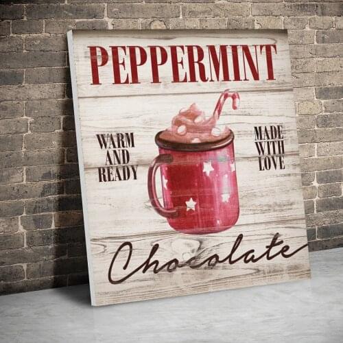 Framed Peppermint Chocolate Christmas Decor Posters Canvas Paintings Wall Art Canvas Prints Pictures Kids Room Home Inner Frame