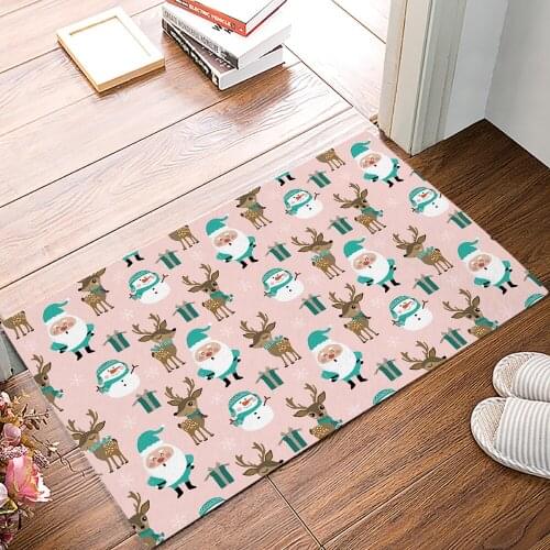 Merry Christams Present Bath Rugs Christmas Doormat Non-Slip Door Mat Carpet Bathroom Accessories Customizable