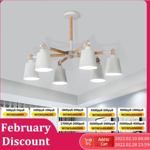 E27 Modern Chandelier Nordic Wooden Pendant Hanging Chandelier Light Macaron Lamp Loft LED Chandelier Lighting for Living Room