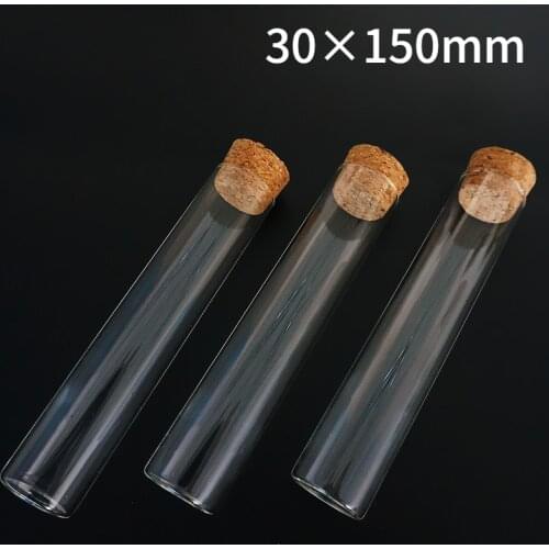 20pcs/lot 30x150mm Flat Bottom Glass Wishing Storage Bottles Test Tubes with Cork Stopper Jars Container For Laboratory or DIY