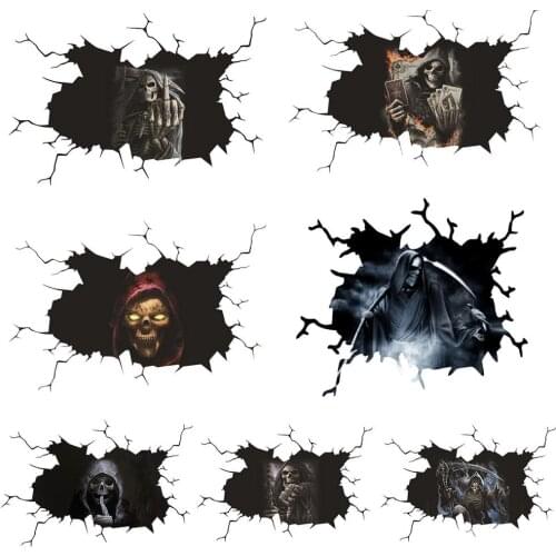 Scary Ghost Car Window Decals Car Death Sticker Window Sticker Home Horror Skull Sticker For 3D Halloween Silent Car