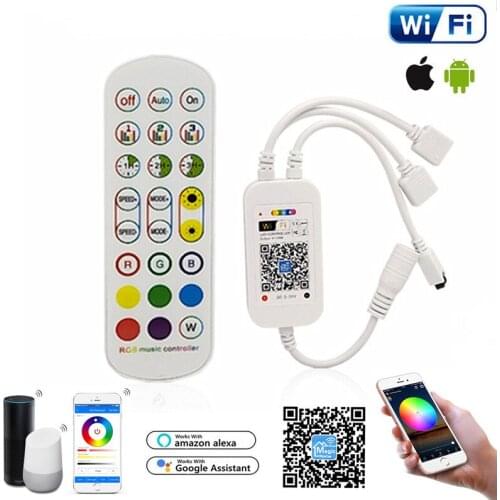 LED Strip Light WiFi RGB Controller DC 5V 12V 24V Android IOS APP Alexa Google Magic Home 24key IR Control For RGB Strip