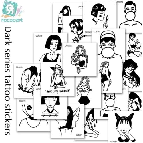 25 Sheets Different Black Small Couples Tattoos Design Sex Girl Boy Temporary Tattoo Sticker Body Art on Hands Fake Tatoo
