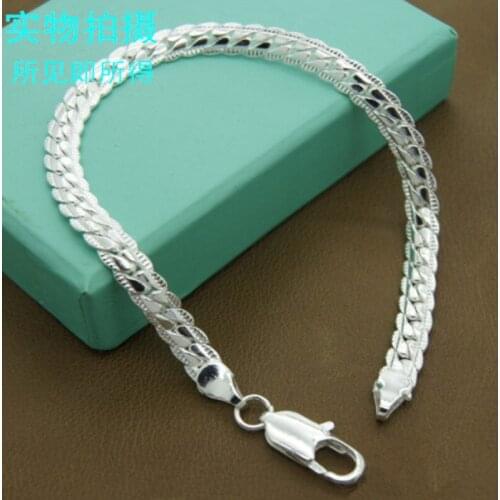 Womens & Mens Fashion 925 Sterling Silver 6 MM Charm Chain Bracelets and Bracelets 925 Sterling Silver Jewelry Gifts