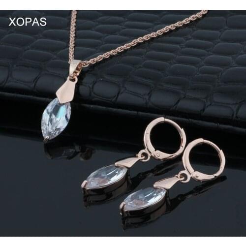 XOPAS Lovely Jewelry Sets Horse Eye Pendant Necklace Earrings Set Long Chain African Dubai Jewelry Sets for Women
