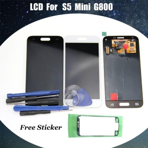 For Samsung Galaxy S5 Mini G800 G800F G800H Super AMOLED LCD Display Touch Screen Digitizer Assembly Black White