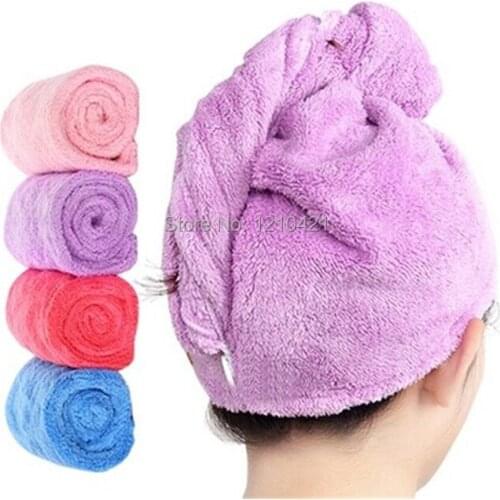 1pcs New Coral fleece super absorbent dry hair cap Quick dry hair towel Plush soft shower cap
