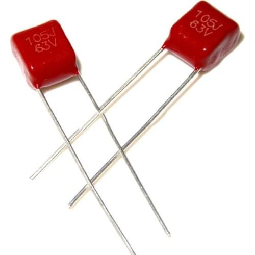10PCS 63V105J 1UF Pitch 5MM 63V 105 1000nf CBB Polypropylene film capacitor
