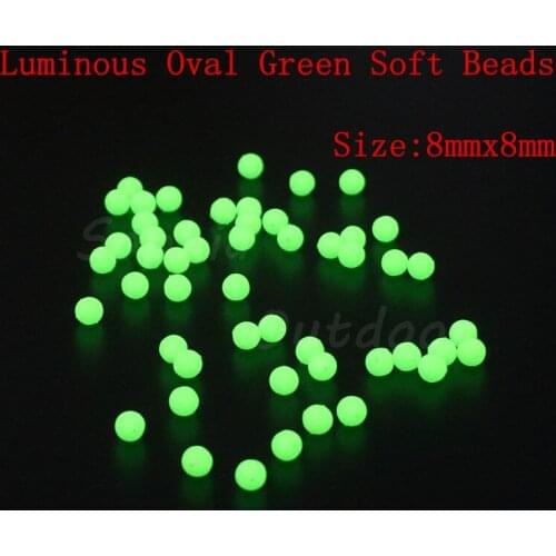 100pcs 8 * 8mm Oval Glow Soft Fishing Beads LUMO Luminous round shape beads Lures Float fishing Tackle Accessories