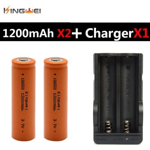 2018 New KingWei 1200mAh Rechargeable 3.7v Li-ion Battery 2 X 18650 Battery With Double 18650 EU US Plug Charger for LED Torch