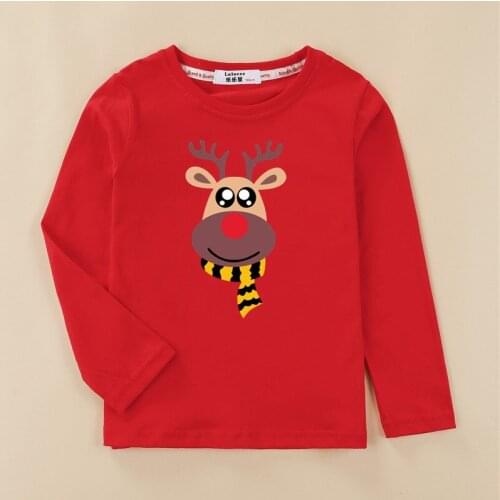2018 kid Christmas deer Family party clothes tshirt baby girl Cartoon cotton shirt boys Long sleeve t shirt parent-child tee top