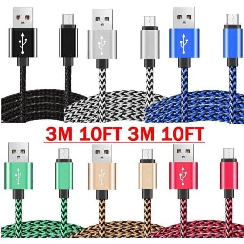 3m 10FT 100pcs/lot Micro V8 Fabric nylon braided Alloy usb cable for samsung s3 s4 s6 htc lg